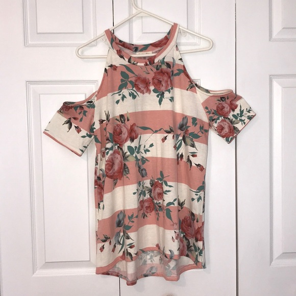 Cotton Bleu Cold Shoulder Top - Picture 1 of 5